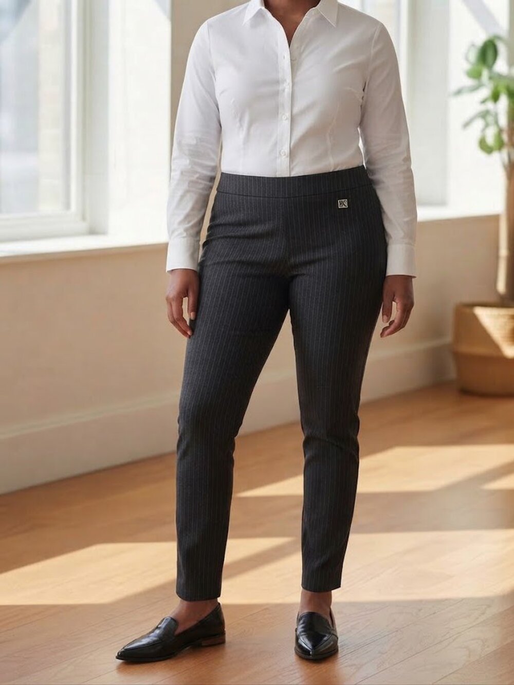Calvin Klein Ultimate Stretch Pinstripe Slim Pull On Pants Trousers XL